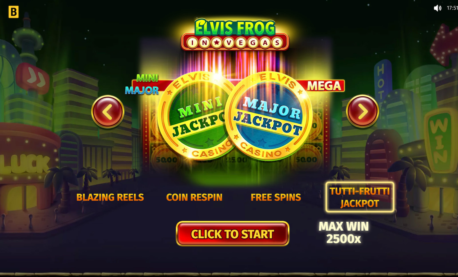 Elvis Frog in Vegas JackPots