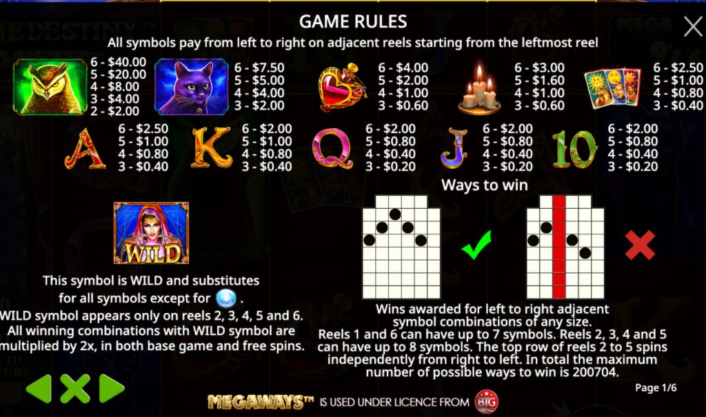Madame Destiny Megaways Rules