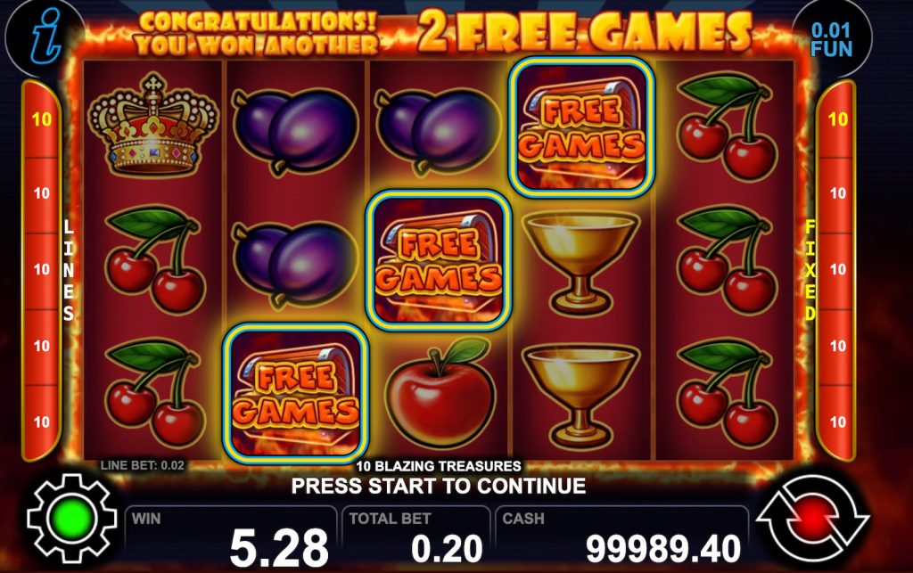 10 Blazing Treasures Pokie