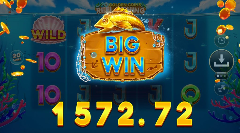 20 Golden Coins Reel Fishing Win