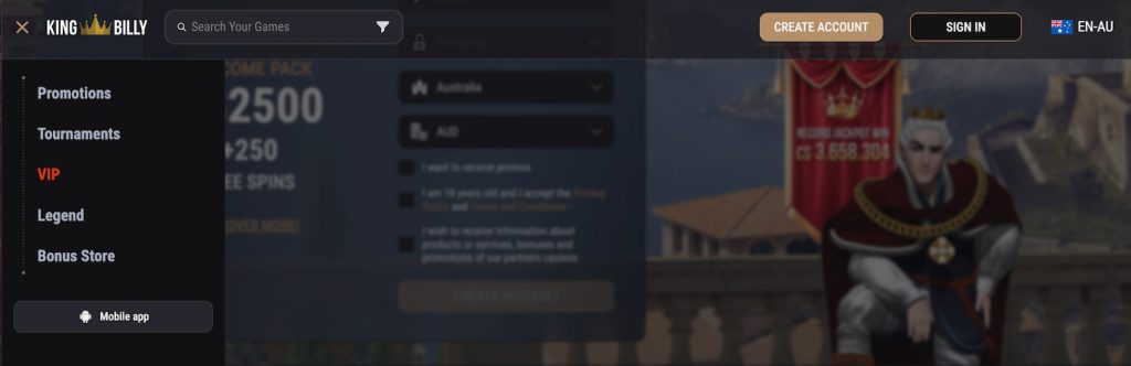 King Billy Casino IOS